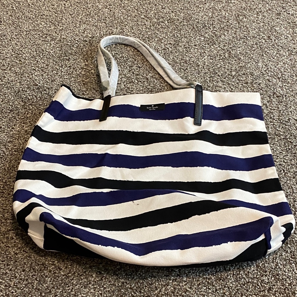 Kate Spade Navy and Black Striped Tote